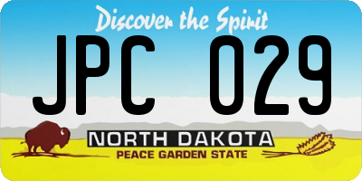 ND license plate JPC029