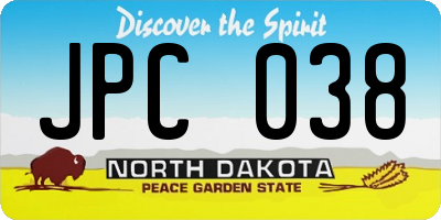 ND license plate JPC038