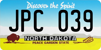 ND license plate JPC039
