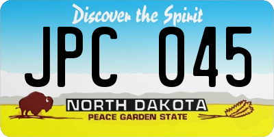ND license plate JPC045