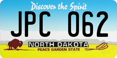 ND license plate JPC062