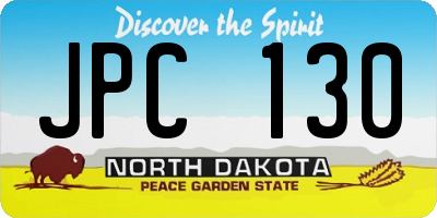 ND license plate JPC130