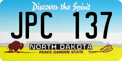 ND license plate JPC137