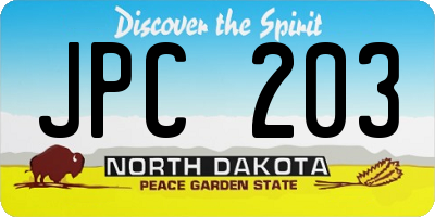 ND license plate JPC203