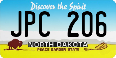 ND license plate JPC206