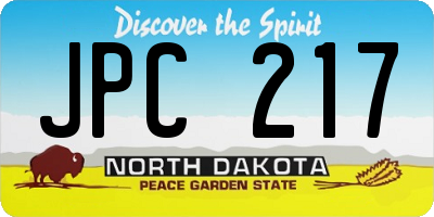 ND license plate JPC217