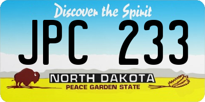 ND license plate JPC233