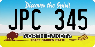 ND license plate JPC345