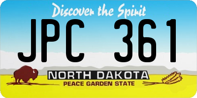 ND license plate JPC361