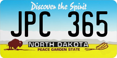 ND license plate JPC365