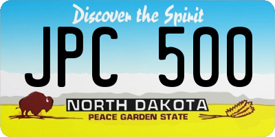 ND license plate JPC500