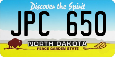 ND license plate JPC650