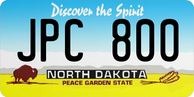 ND license plate JPC800