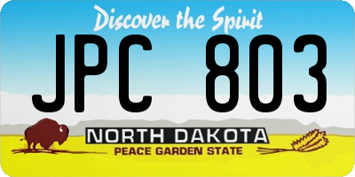 ND license plate JPC803