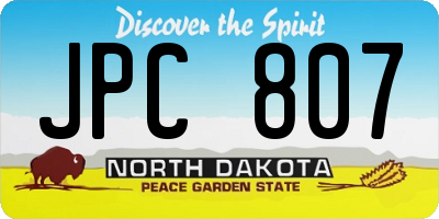 ND license plate JPC807