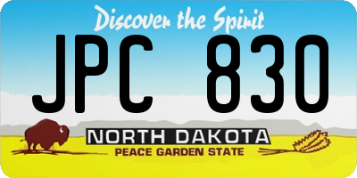 ND license plate JPC830