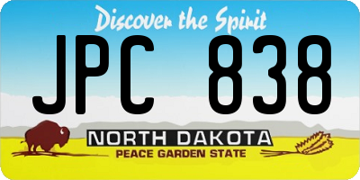 ND license plate JPC838