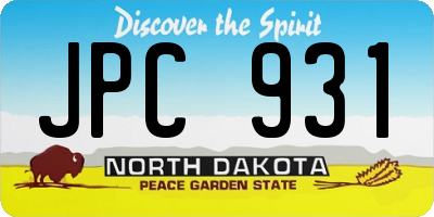 ND license plate JPC931