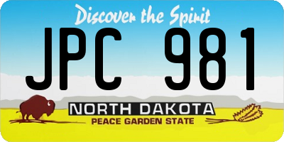 ND license plate JPC981