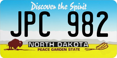 ND license plate JPC982