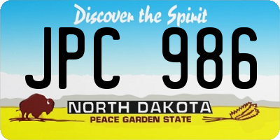 ND license plate JPC986