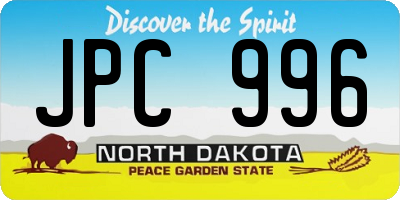 ND license plate JPC996