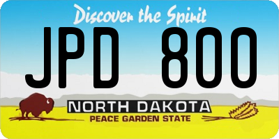 ND license plate JPD800