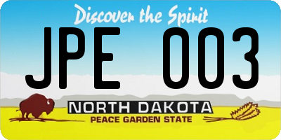 ND license plate JPE003