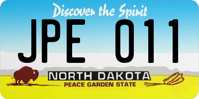 ND license plate JPE011