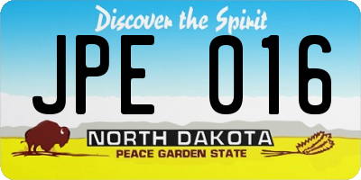ND license plate JPE016