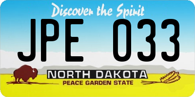 ND license plate JPE033
