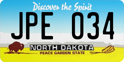 ND license plate JPE034