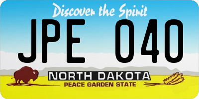 ND license plate JPE040
