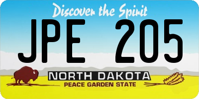 ND license plate JPE205