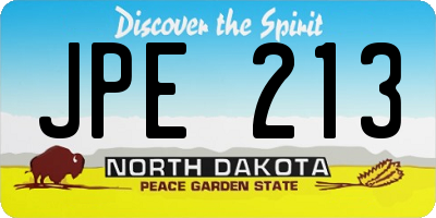 ND license plate JPE213