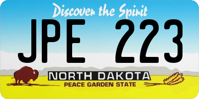 ND license plate JPE223