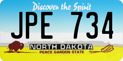 ND license plate JPE734