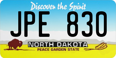 ND license plate JPE830