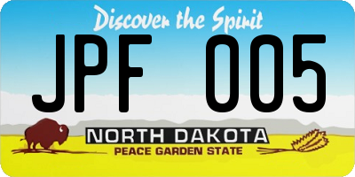 ND license plate JPF005