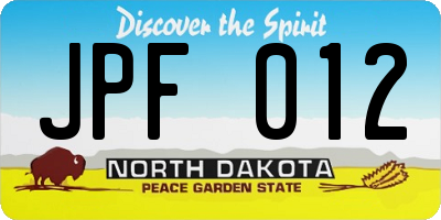 ND license plate JPF012