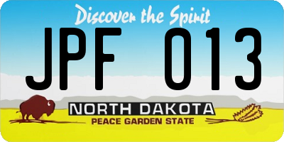 ND license plate JPF013