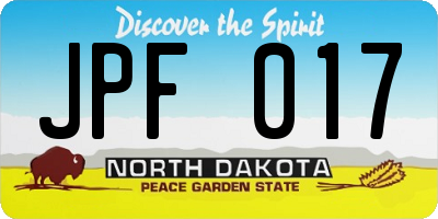 ND license plate JPF017