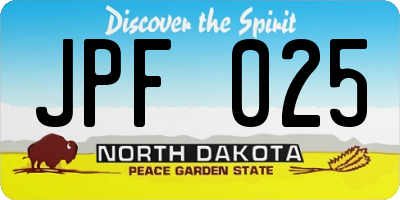 ND license plate JPF025