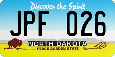 ND license plate JPF026