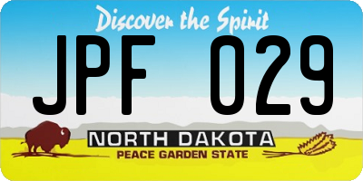 ND license plate JPF029