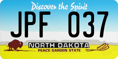 ND license plate JPF037