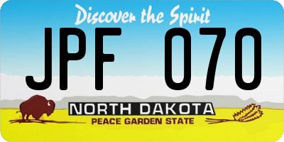 ND license plate JPF070