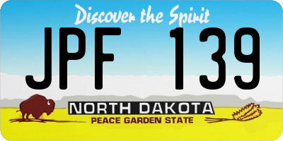 ND license plate JPF139