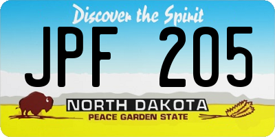 ND license plate JPF205
