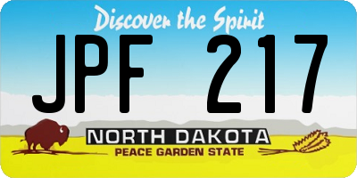 ND license plate JPF217
